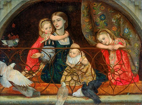 Mrs Leathart and Her Three Children, 1864, Arthur Hughes