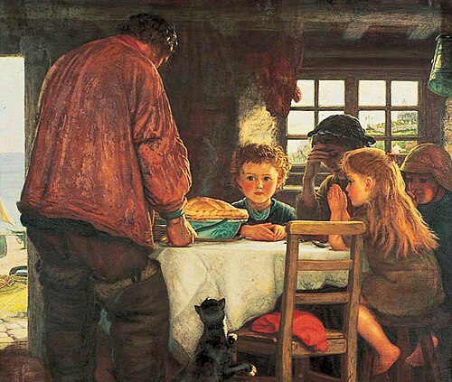 Saying Grace, The Skipper and His Crew, 1881, Arthur Hughes