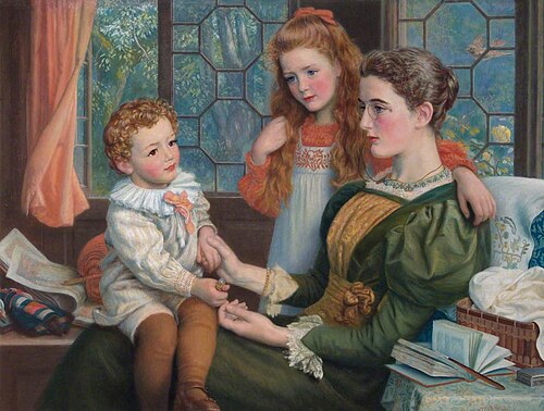 Mrs Norman Hill and Her Children, 1897, Arthur Hughes