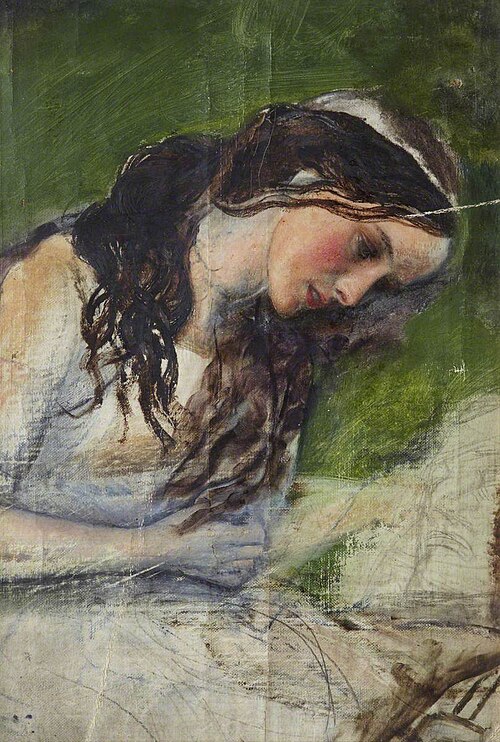 Study of a Head for 'La belle dame sans merci', , Arthur Hughes