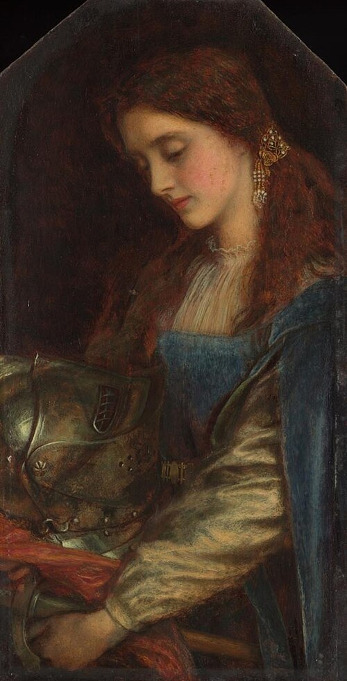 Elaine with the Armour of Launcelot, 1867, Arthur Hughes