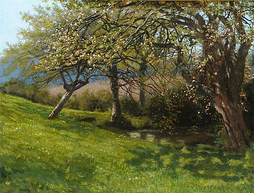 Burghfield Orchard, near Reading, 1898, Arthur Hughes
