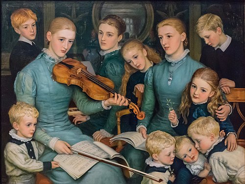 A Christmas Carol at Bracken Dene, 1878, Arthur Hughes