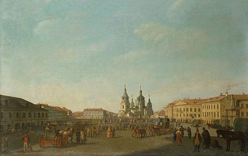 View of Sennaya Square in St Petersburg, 1800, Benjamin Patersson