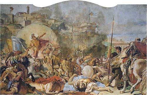 Intervento dei santi patroni in difesa di Brescia assediata da Nicolò Piccinino, 1754, Giandomenico Tiepolo