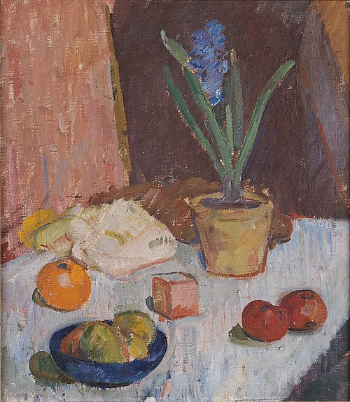 Composition with Hyacinth, Fruits and Blue Bowl, 1911, Karl Isakson