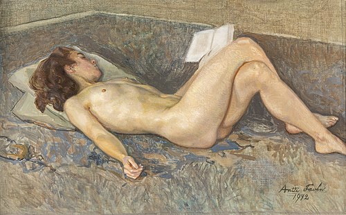 Reclining Nude with Book, 1942, Antti Favén