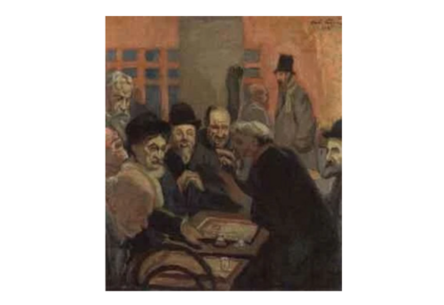 Café interior with chess players, 1905, Antti Favén