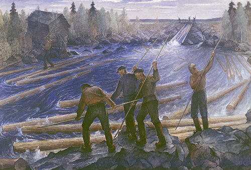 Log Drivers, 1934, Alvar Cawén