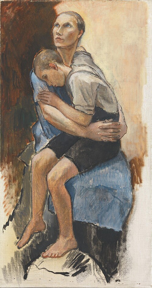 Woman with a Barefoot Boy, 1928, Alvar Cawén