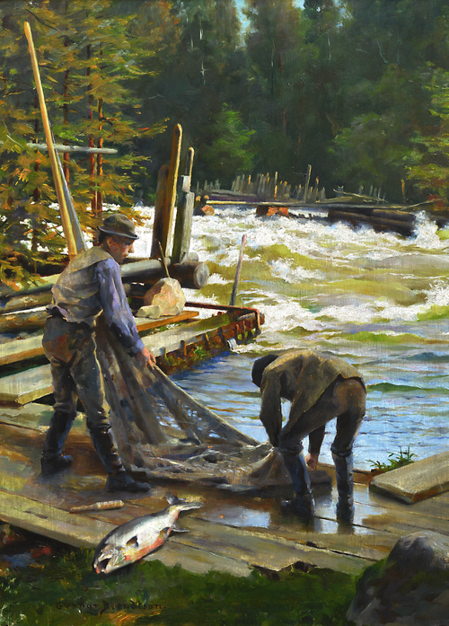 Salmon Fishers at the Langinkoski Rapid, 1892, Gunnar Berndtson