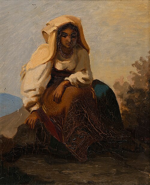 Italian woman sitting, 1870, Gunnar Berndtson