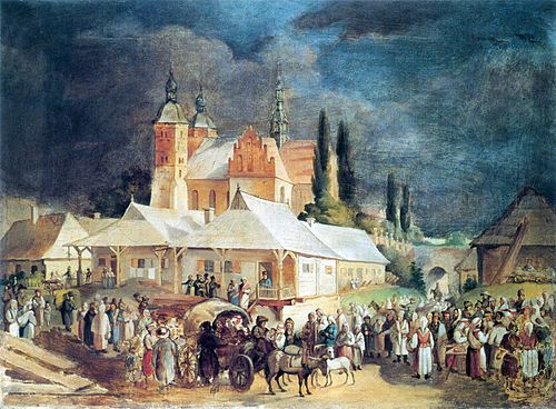 Market in Opatów., 1845, Jan Feliks Piwarski