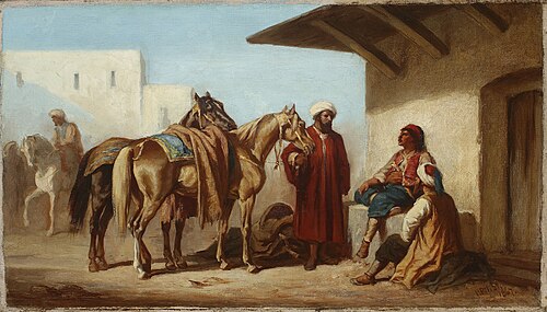 Eastern scene – Selling horses, 1867, Henryk Pillati