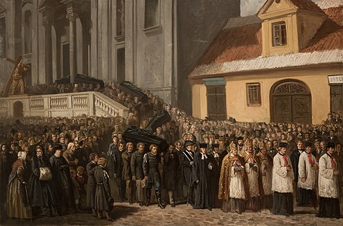 Funeral of the Five Victims of the Manifestation of 1861 in Warsaw, 1865, Henryk Pillati