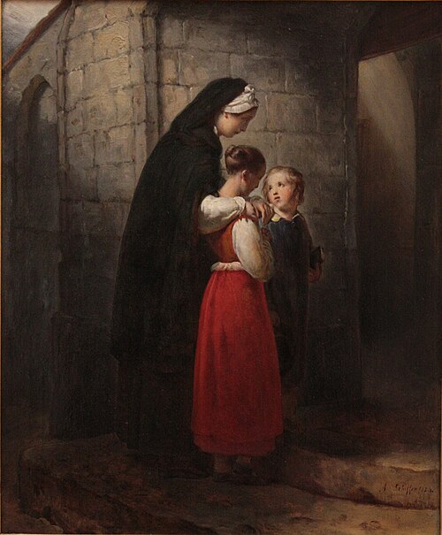 Une mère convalescente allant à l'église, appuyée sur ses deux enfants, 1824, Ary Scheffer