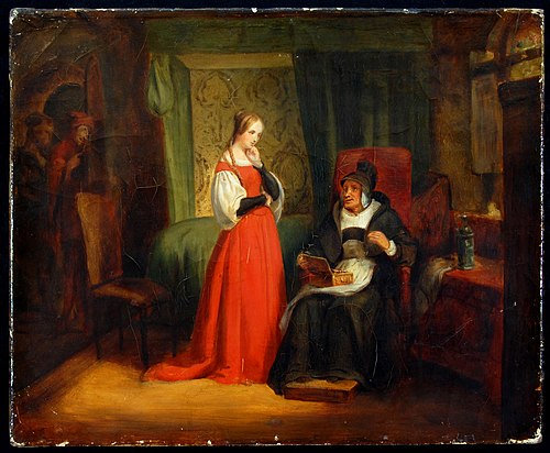 Margaretha en Martha met het juwelenkistje (Goethe, Faust 1. 10), , Ary Scheffer