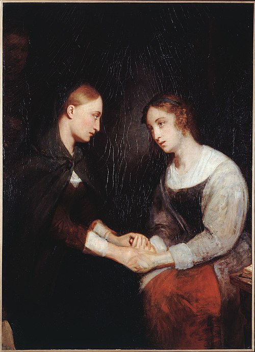 Effie and Janny Daens in Edinburgh Prison, 1832, Ary Scheffer