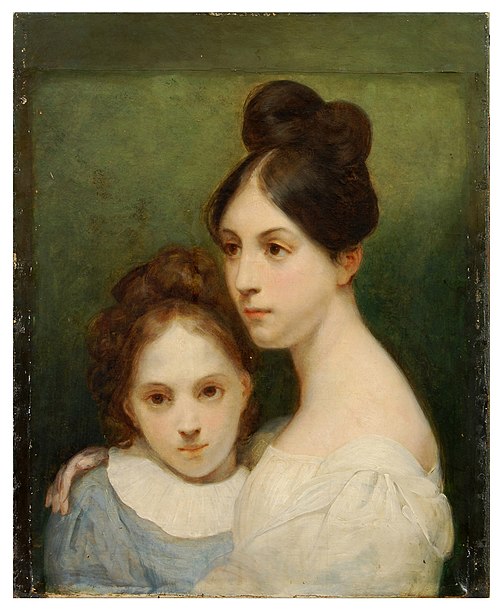 Portrait of mesdemoiselles de la Fayette, kleindochters van generaal de la Fayette (1757-1834), 1826, Ary Scheffer