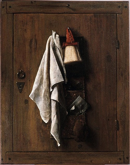 Door with towel brush and letter bag, 1655, Samuel van Hoogstraten