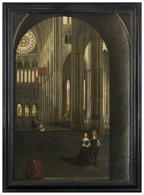 View of the north transept of Westminster Abbey in London, 1664, Samuel van Hoogstraten