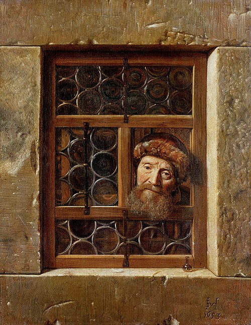 Old man in a window, 1653, Samuel van Hoogstraten