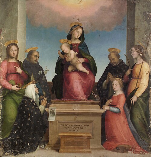 Maria mit Kind und den Hll. Katharina von Siena, Katharina von Alexandrien, Maria Magdalena, Dominik, 1510, Mariotto Albertinelli