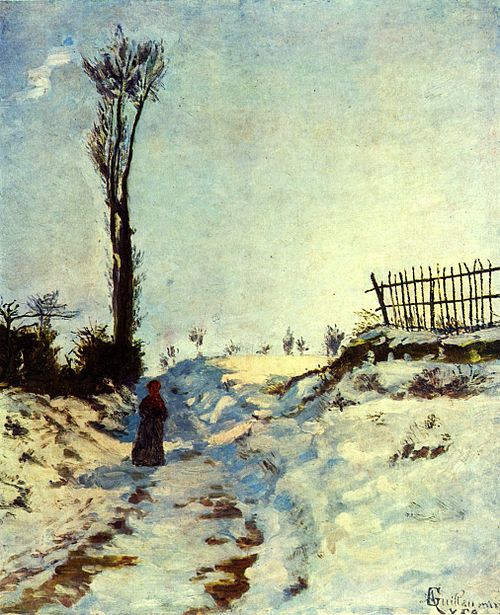 Chemin creux, effet de neige, 1869, Armand Guillaumin
