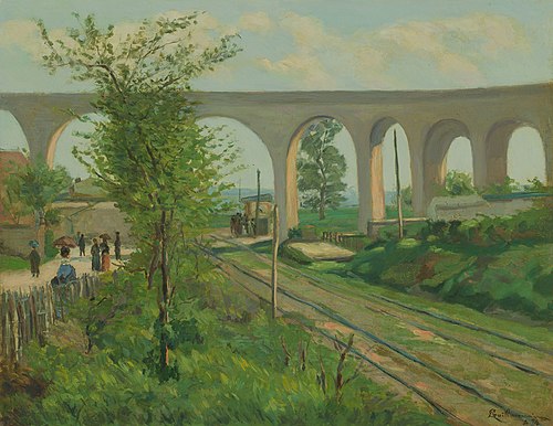 L'aqueduc d'Arcueil surplombant la voie ferrée de Sceaux, 1874, Armand Guillaumin