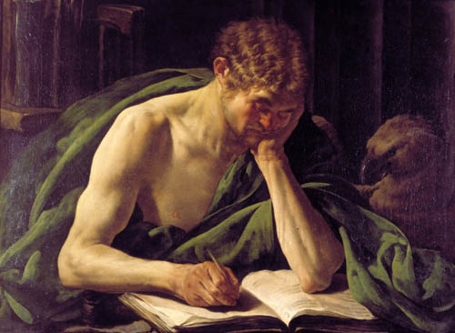 Saint John writing his Gospel, 1621, Hendrick ter Brugghen