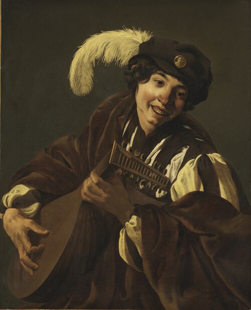 A Boy Playing the Lute ("Hearing", One of a Series of the Five Senses), 1620, Hendrick ter Brugghen