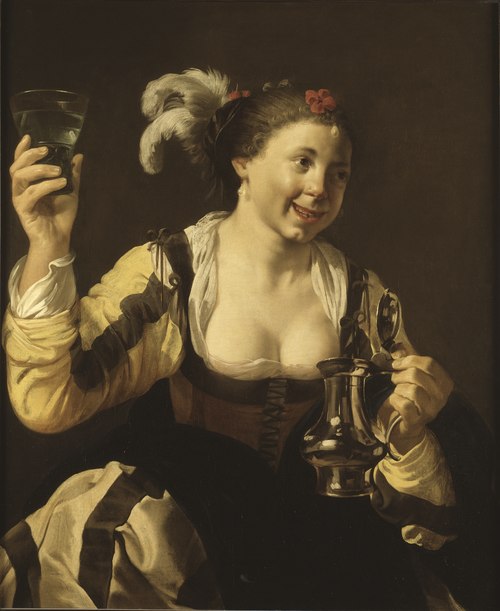 A Girl Holding a Glass ("Taste", One of a Series of the Five Senses), 1620, Hendrick ter Brugghen
