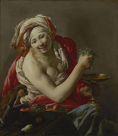 Bacchante avec un singe, 1627, Hendrick ter Brugghen