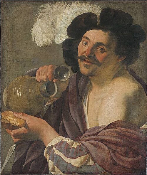 Man with a tankard, a knife, and bread, 1627, Hendrick ter Brugghen