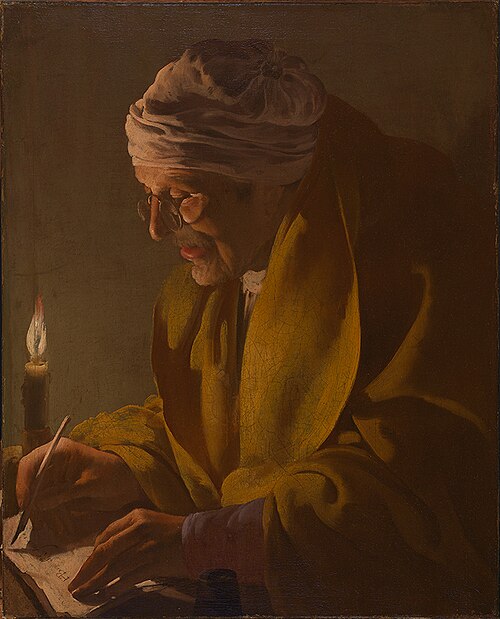 Old Man Writing by Candlelight, 1627, Hendrick ter Brugghen