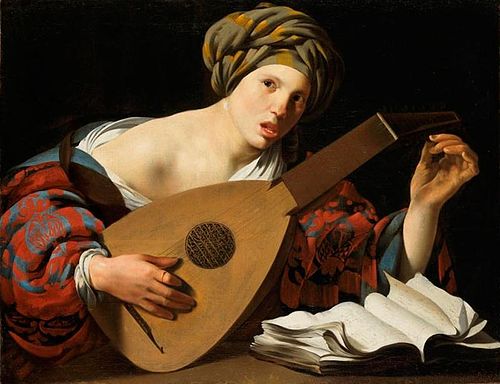 Young woman tuning a lute, 1626, Hendrick ter Brugghen