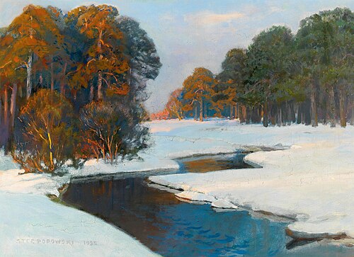 Winter Landscape in the Evening Light, 1935, Stefan Popowski