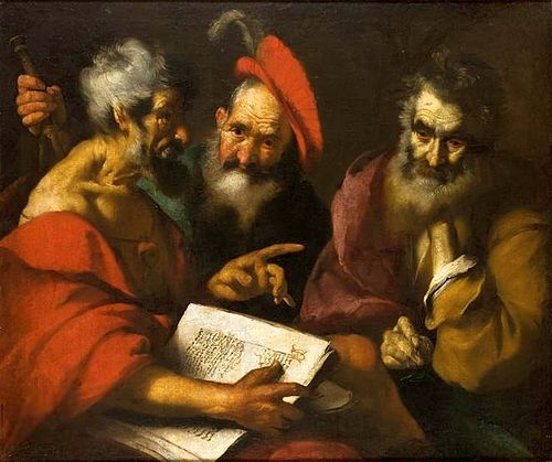 Dispute of the three wise men., , Bernardo Strozzi