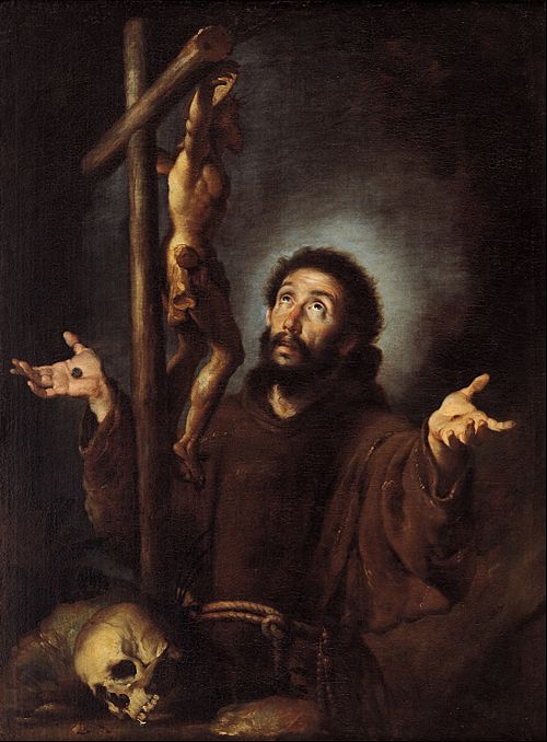 St Francis of Assisi adoring the Crucifix, 1615, Bernardo Strozzi