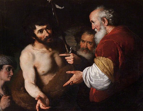 Saint John the Baptist interrogated about Christ, 1619, Bernardo Strozzi