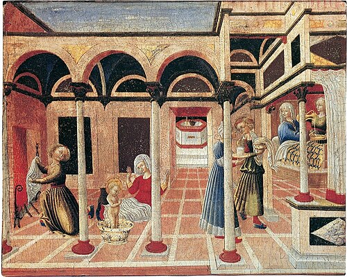 The Miracle at the Birth of Saint Nicholas, 1437, Pietro di Giovanni d'Ambrogio