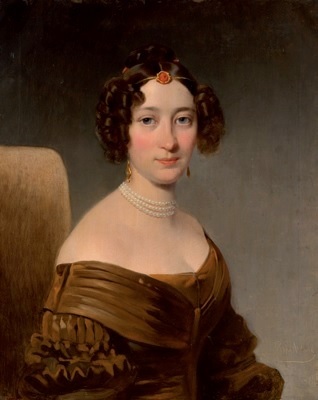 Portret damy z naszyjnikiem z pereł, 1837, Alojzy Rejchan