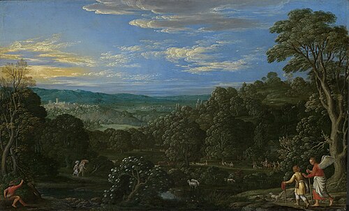 Landschaft mit Tobias und dem Engel, 1620, Johann König