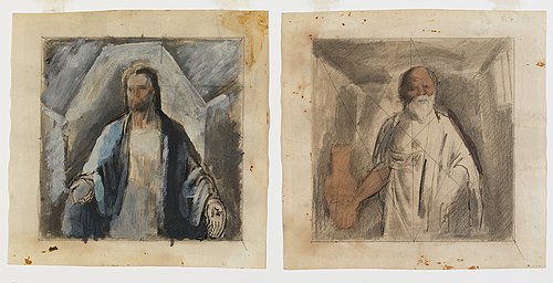 Christ and Socrates (mural study, "The Law Givers," U.S. Department of Justice, Washington, D.C.), 1935, Boardman Robinson