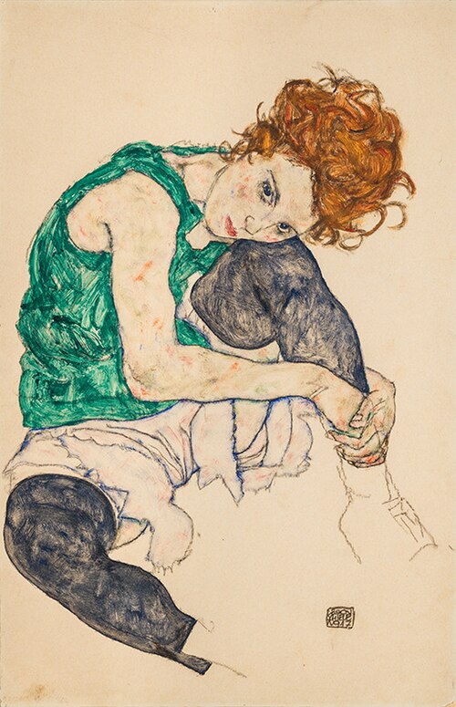 Femme assise à la jambe repliée, 1917, Egon Schiele