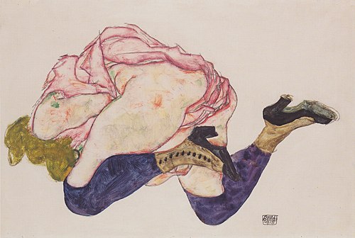Kniende mit hinunter gebeugtem Kopf, 1915, Egon Schiele
