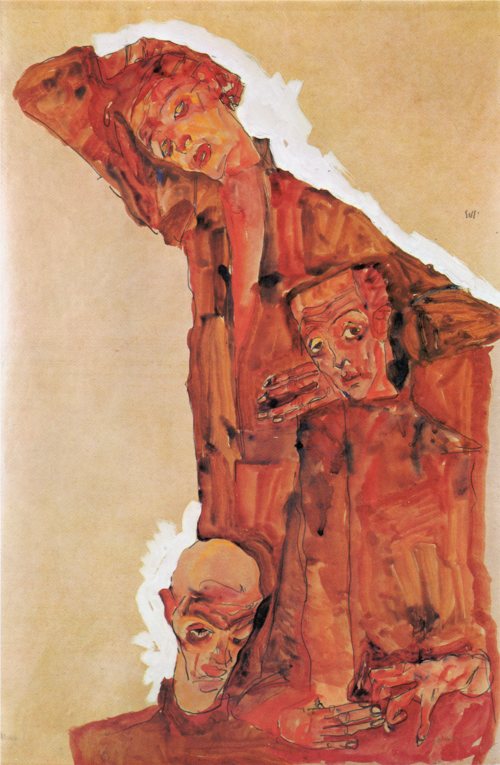 Composition by Portrait of Three Men (Self-Portrait), 1911, Egon Schiele