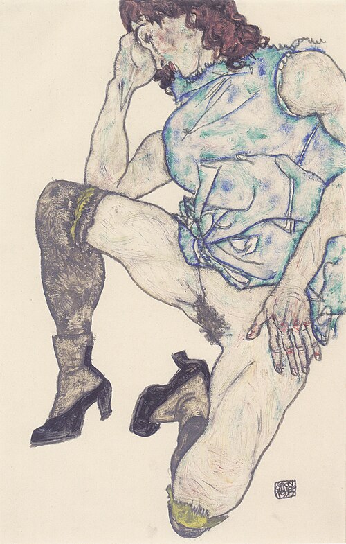 Kniendes Mädchen, 1917, Egon Schiele