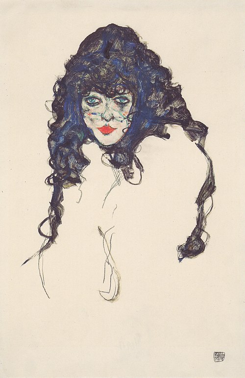 Woman with black Hair, 1914, Egon Schiele