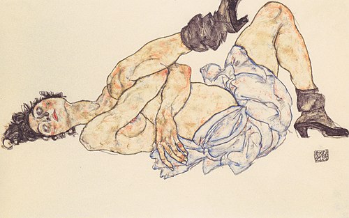 Reclining female nude, 1917, Egon Schiele